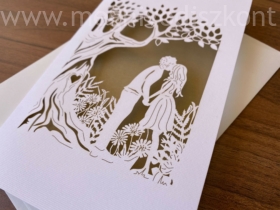Kép 2/4 - Ágnes esküvői meghívó fehér külső lézervágott borítója