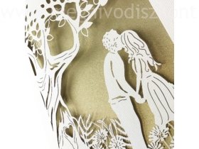Kép 3/4 - Ágnes esküvői meghívó lézervágott borítója a menyasszony és vőlegény mintával