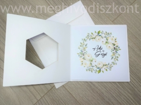 Kép 5/9 - Anubiasz esküvői meghívó borítója kinyitva és a betétlap első oldala nyomtatva