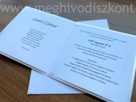 Kép 6/9 - Cinderella gyöngyházfényű esküvői meghívó kinyitva fehér nyomtatott betétlappal