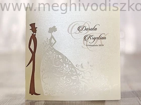 Kép 1/5 - Ekrü Cinderella esküvői meghívó