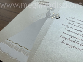 Kép 7/8 - Ekrü Elza gyöngyházfényű esküvői meghívó bal oldala