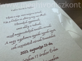 Kép 8/8 - Ekrü Elza gyöngyházfényű esküvői meghívó nyomtatott része