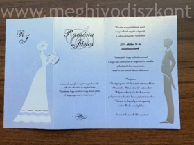 Kép 5/6 - Elza gyöngyházfényű harmonikaszerűen nyitható esküvői meghívó teljesen kinyitva