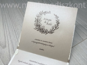 Kép 5/7 - Faberge esküvői meghívó felnyitva és belül a nyomtatott betétlap