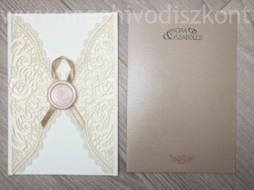 Kép 5/8 - Gesztenye esküvői meghívó lézervágott borítója és külön a betétlapja