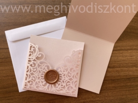 Kép 4/4 - Puncs meghívó lézervágott borítója a felnyitható betétlappal és a fehér borítékkal