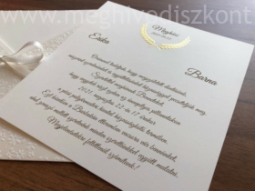 Kép 7/7 - Raffaello dombornyomott esküvői meghívó nyomtatott betétlapja fényes arany mintával
