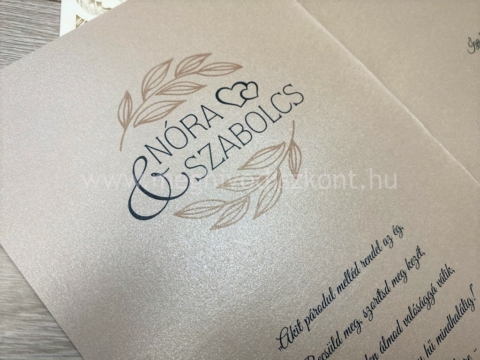 Gesztenye esküvői meghívó betétlapjának bal oldala