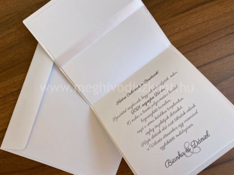 Gyémánt Ragyogás esküvői meghívó felnyitva és belül a nyomtatható betétlap