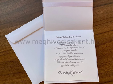 Gyémánt Ragyogás esküvői meghívó betétlapja felnyitott állapotban
