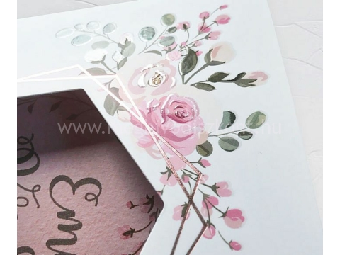 Sakura esküvői meghívó borítójának virágos része