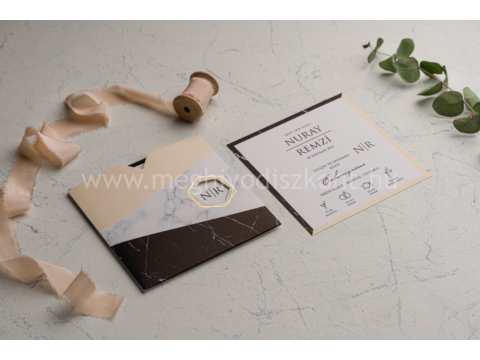 Zenit esküvői meghívó borítója oldalról és külön a betétlap