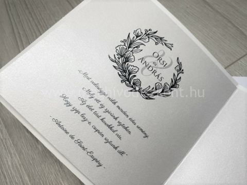 Zúzmara esküvői meghívó nyomtatott betétlapjának bal oldala